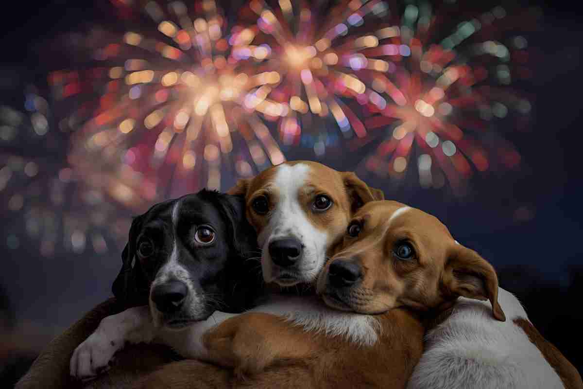 cani spaventati dai fuochi d'artificio