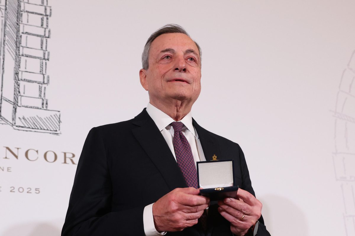 Mario Draghi Economista e ex Presidente del Consiglio dei ministri della Repubblica Italiana durante la quarta edizione del "Premio Bancor"