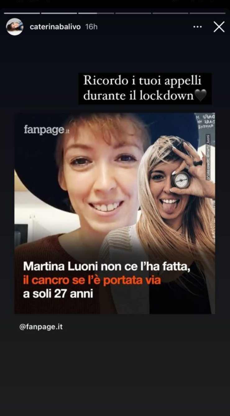 Caterina Balivo lutto