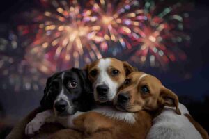 cani spaventati dai fuochi d'artificio