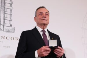 Mario Draghi Economista e ex Presidente del Consiglio dei ministri della Repubblica Italiana durante la quarta edizione del "Premio Bancor"